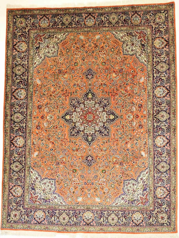 Hand-Knotted Wool Tabriz Persian Rug, 397 × 305 cm