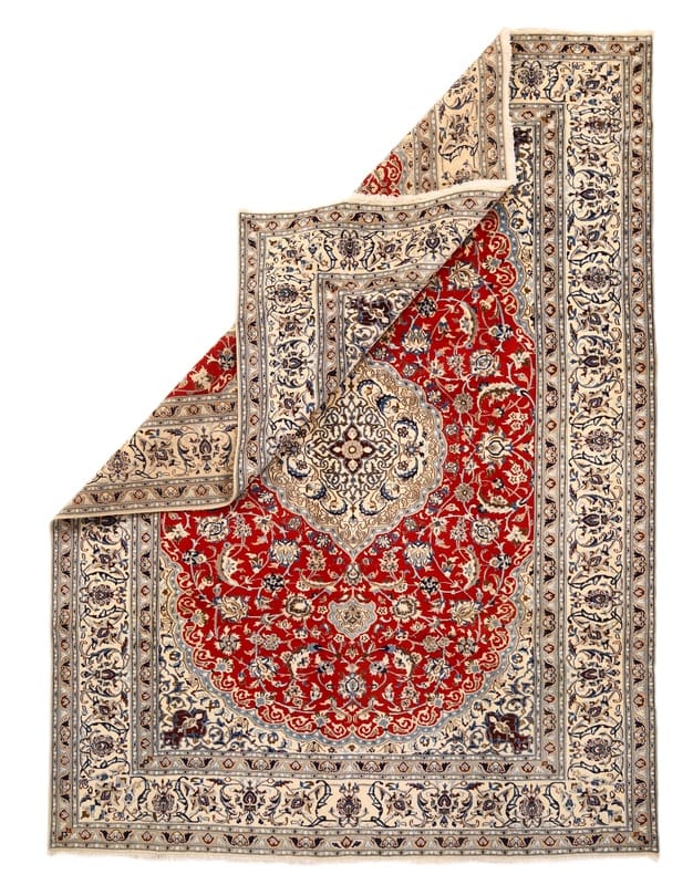 Hand-Knotted Wool & Silk Nain Persian Rug, 395 × 288 cm