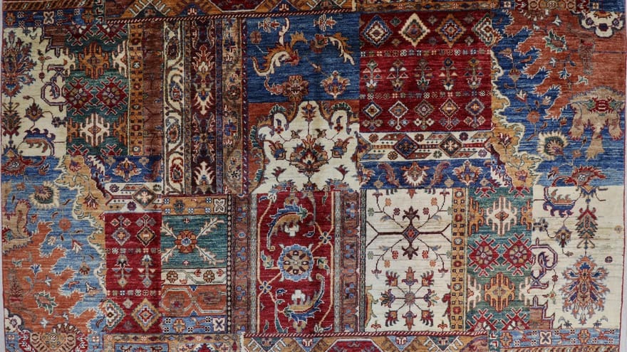 Hand-Knotted Wool Ziegler Pakistani Rug, 289 × 210 cm
