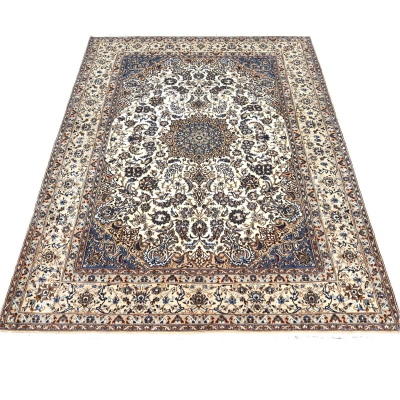 Hand-Knotted Wool & Silk Nain Persian Rug, 310 × 215 cm