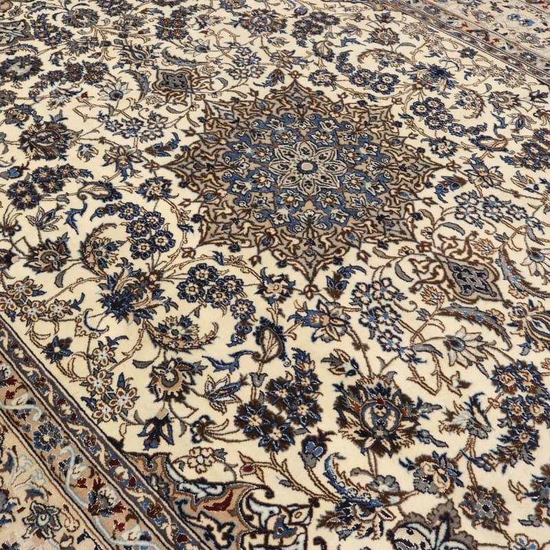 Hand-Knotted Wool & Silk Nain Persian Rug, 310 × 215 cm
