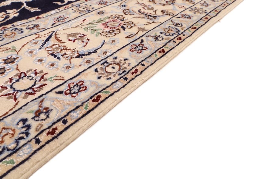 dunkelblauer-nain-teppich-244x143-cm-800000-knoten-handgeknupft-4 Hand-Knotted Wool & Silk Nain Persian Rug, 242 × 142 cm