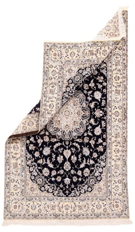 dunkelblauer-nain-teppich-244x143-cm-800000-knoten-handgeknupft-7 Hand-Knotted Wool & Silk Nain Persian Rug, 242 × 142 cm