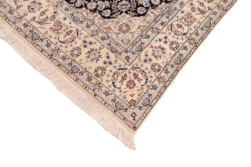 dunkelblauer-nain-teppich-244x143-cm-800000-knoten-handgeknupft-8 Hand-Knotted Wool & Silk Nain Persian Rug, 242 × 142 cm