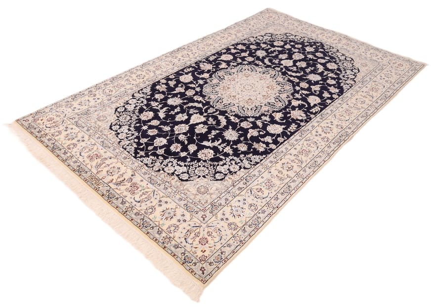 dunkelblauer-nain-teppich-244x143-cm-800000-knoten-handgeknupft-9 Hand-Knotted Wool & Silk Nain Persian Rug, 242 × 142 cm