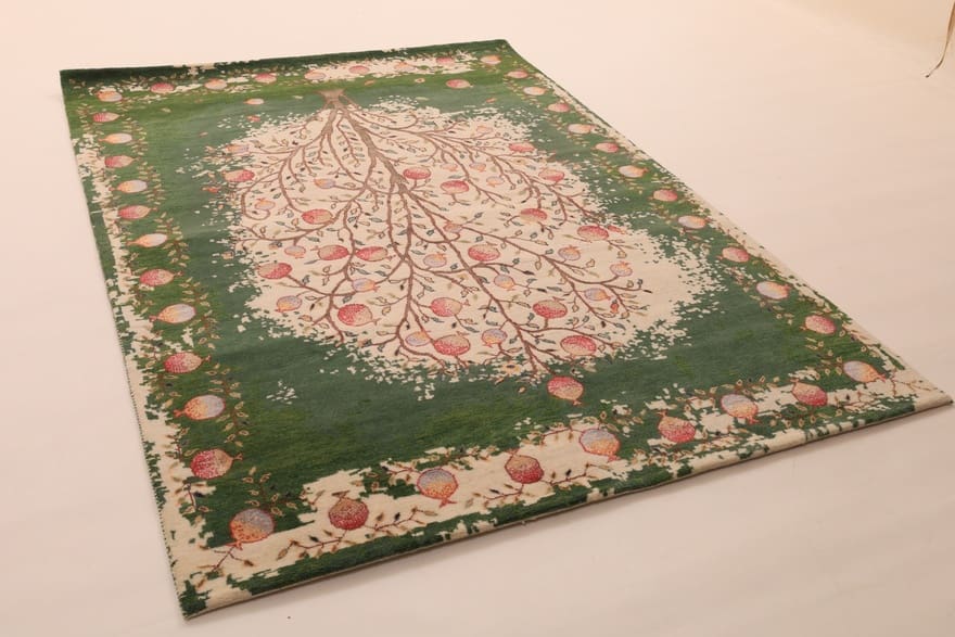 loribaft-teppich-245x171-cm-mit-granatapfelbaum-handgeknupft-1 Hand-Knotted Wool Loribaft Indian Rug, 243 × 170 cm
