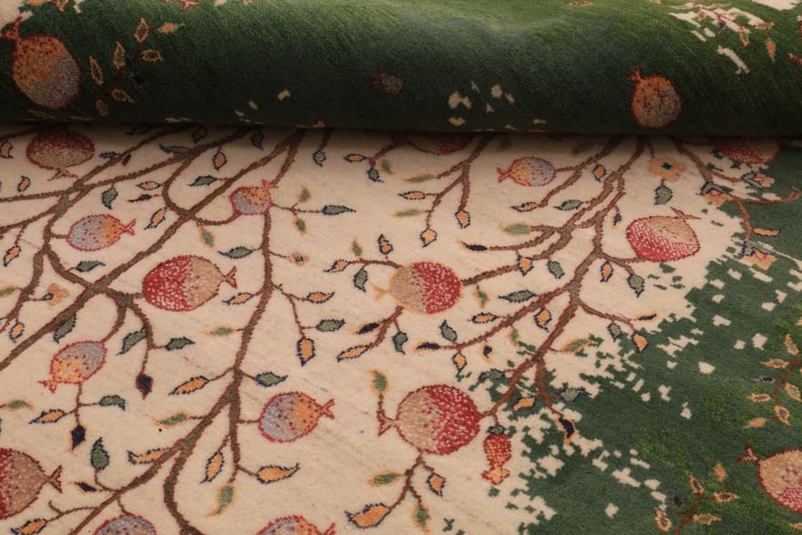 loribaft-teppich-245x171-cm-mit-granatapfelbaum-handgeknupft-4 Hand-Knotted Wool Loribaft Indian Rug, 243 × 170 cm