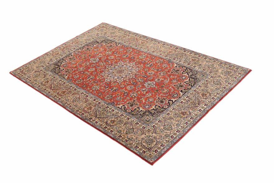 handgeknupfter-isfahan-orientteppich-237x156cm-in-rot-und-blau-2 Hand-Knotted Wool & Silk Isfahan Persian Rug, 235 × 155 cm