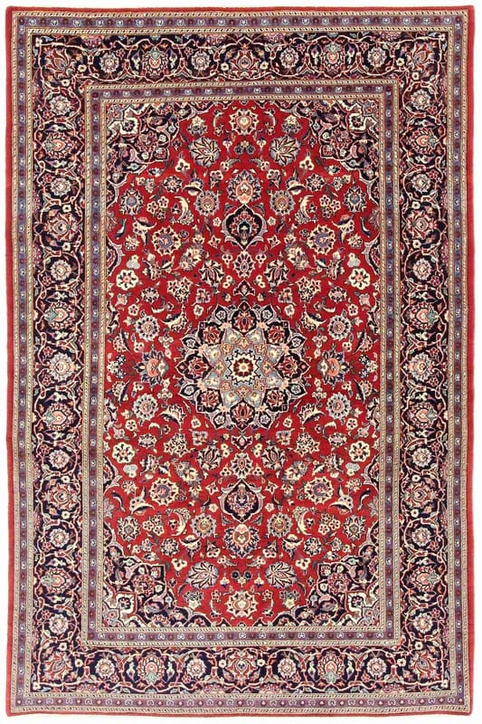 keshan-teppich-214x138-cm-handgeknupft-traditionelles-medaillon Antique Kashan Persian Rug — 212 × 137 cm, Wool