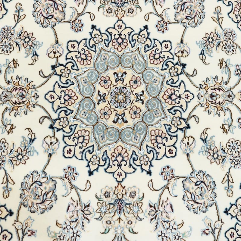rugeast-nain-9-la-orientteppich-214x132-cm-elfenbein-blau-handgeknupft-5 Nain Persian Rug 212 × 131 cm, Wool & Silk, hand-knotted