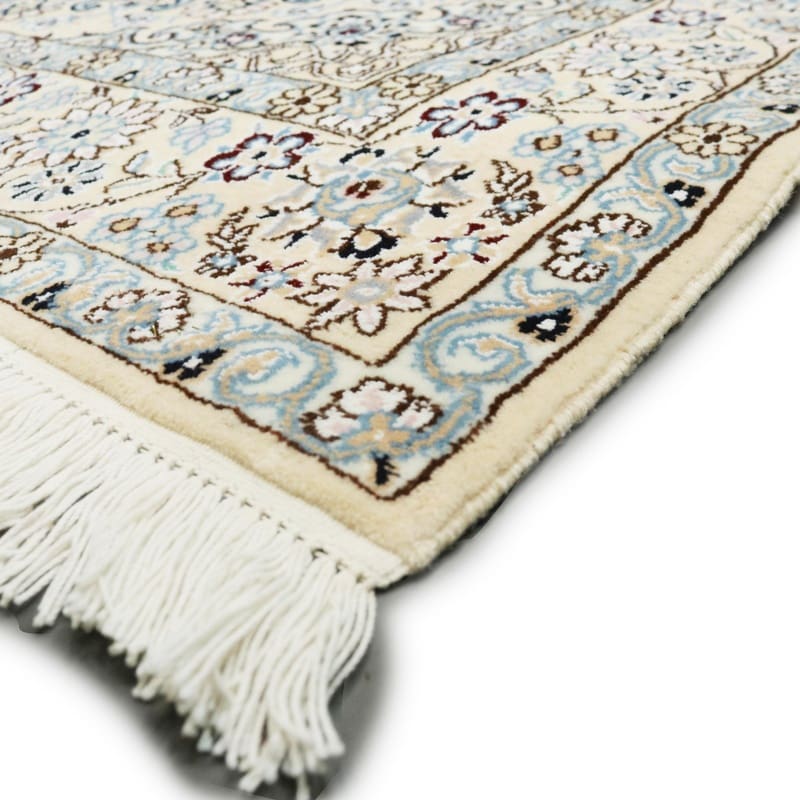 rugeast-nain-9-la-orientteppich-214x132-cm-elfenbein-blau-handgeknupft-7 Nain Persian Rug 212 × 131 cm, Wool & Silk, hand-knotted
