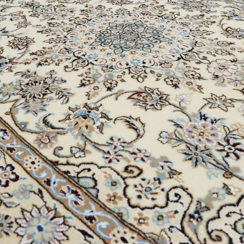 Nain Persian Rug — hand-knotted, 214 × 126 cm, Wool & Silk