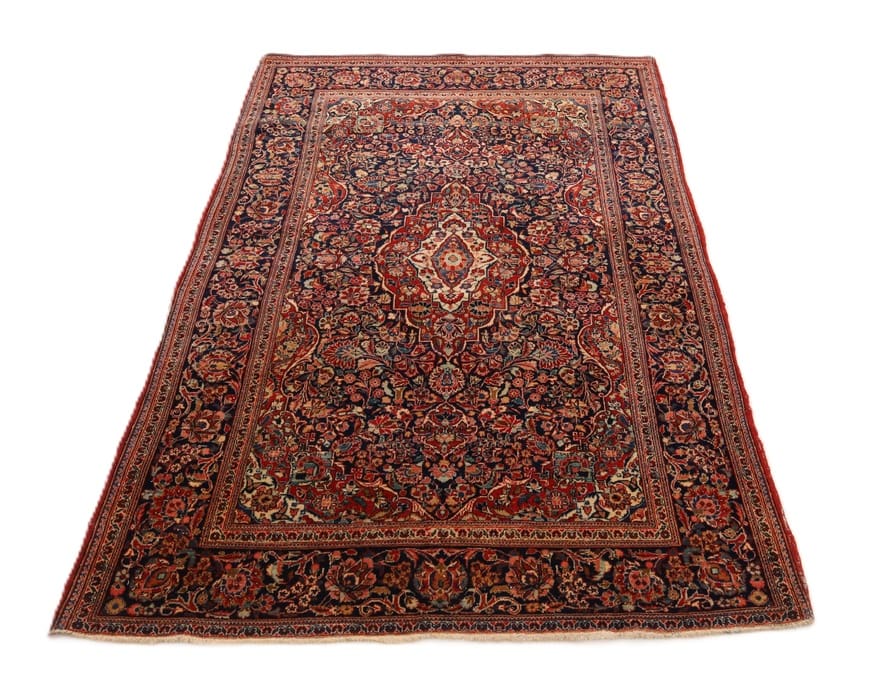 Antique Kashan Persian Rug, 200 × 127 cm, Wool & Silk
