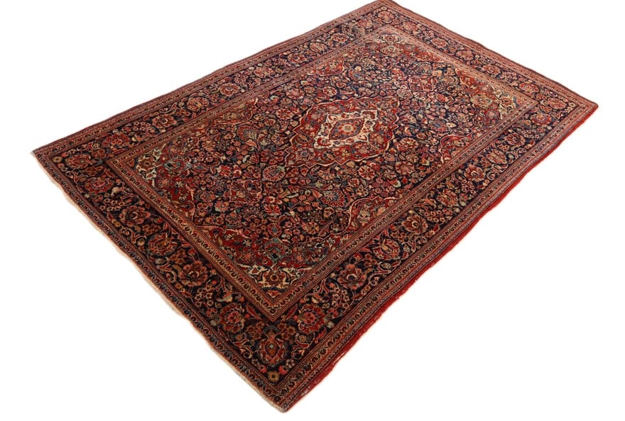 Antique Kashan Persian Rug, 200 × 127 cm, Wool & Silk
