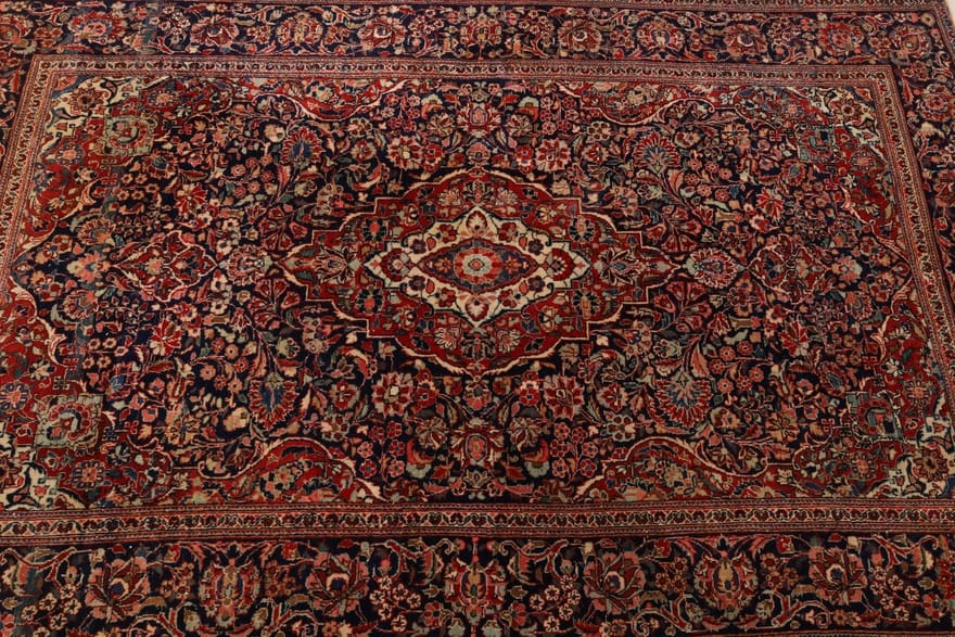 Antique Kashan Persian Rug, 200 × 127 cm, Wool & Silk