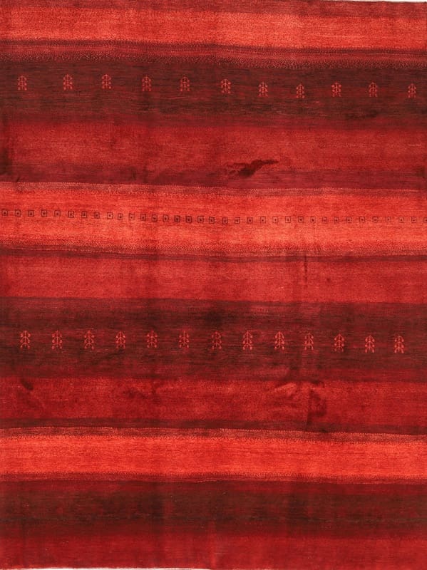 gabbeh-teppich-337x255-cm-geometrisches-muster-handgeknupft Gabbeh Persian Rug — hand-knotted, 335 × 254 cm, Wool