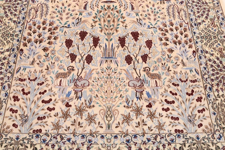 Hand-Knotted Wool & Silk Nain Persian Rug, 195 × 126 cm
