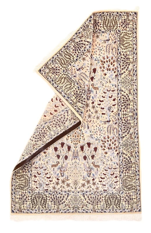 Hand-Knotted Wool & Silk Nain Persian Rug, 195 × 126 cm