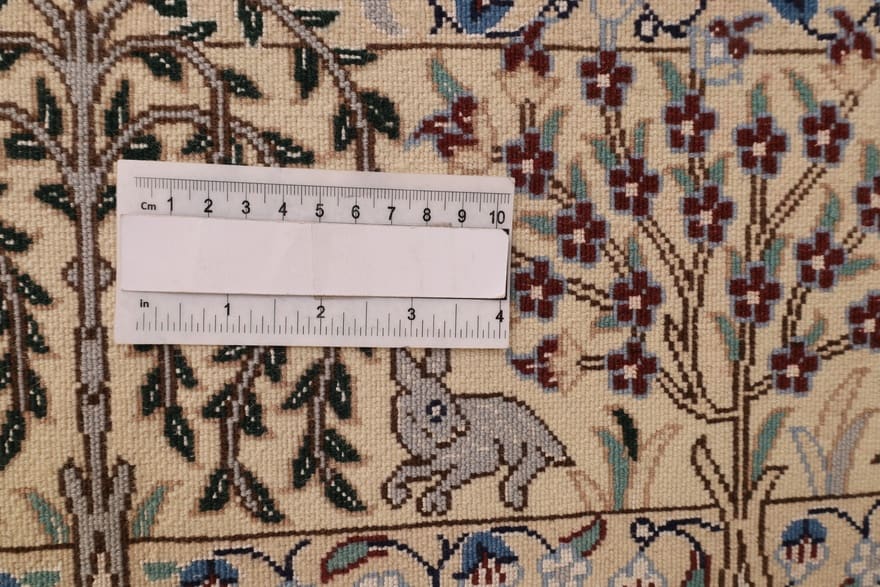 Hand-Knotted Wool & Silk Nain Persian Rug, 195 × 126 cm