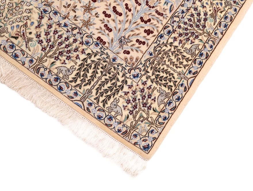 Hand-Knotted Wool & Silk Nain Persian Rug, 195 × 126 cm