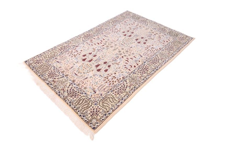 Hand-Knotted Wool & Silk Nain Persian Rug, 195 × 126 cm