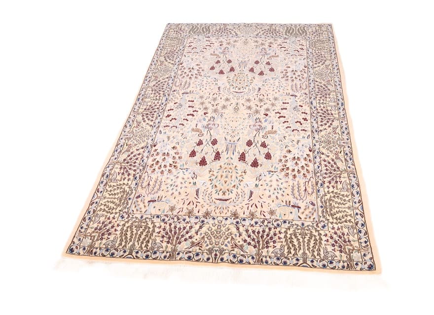 Hand-Knotted Wool & Silk Nain Persian Rug, 195 × 126 cm