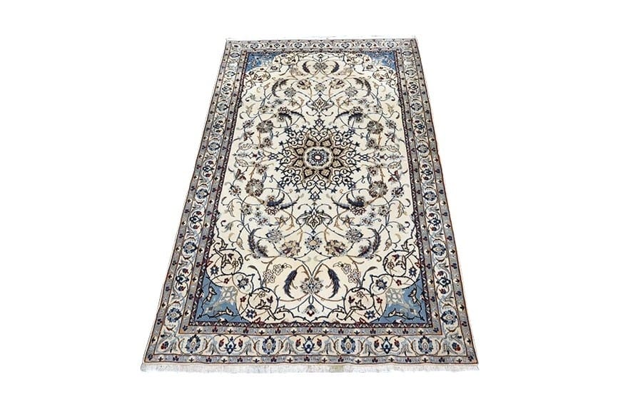 Hand-Knotted Wool & Silk Nain Persian Rug, 211 × 121 cm