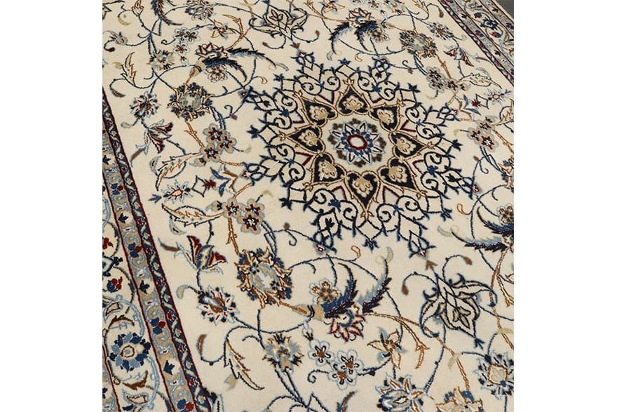 Hand-Knotted Wool & Silk Nain Persian Rug, 211 × 121 cm
