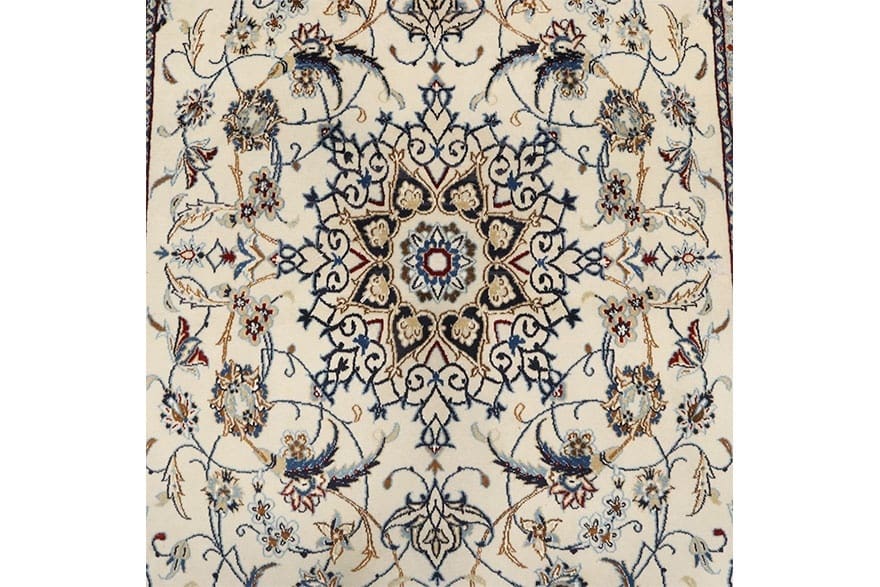 Hand-Knotted Wool & Silk Nain Persian Rug, 211 × 121 cm