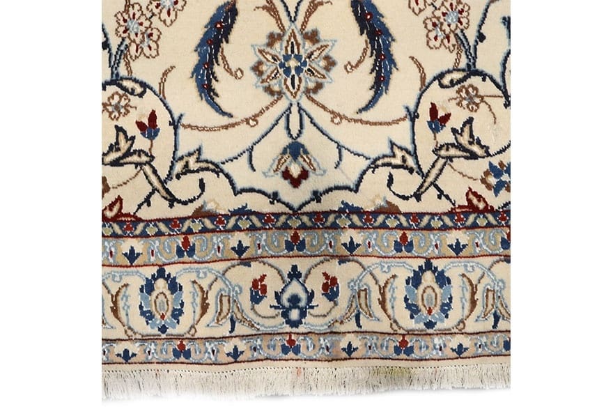 Hand-Knotted Wool & Silk Nain Persian Rug, 211 × 121 cm