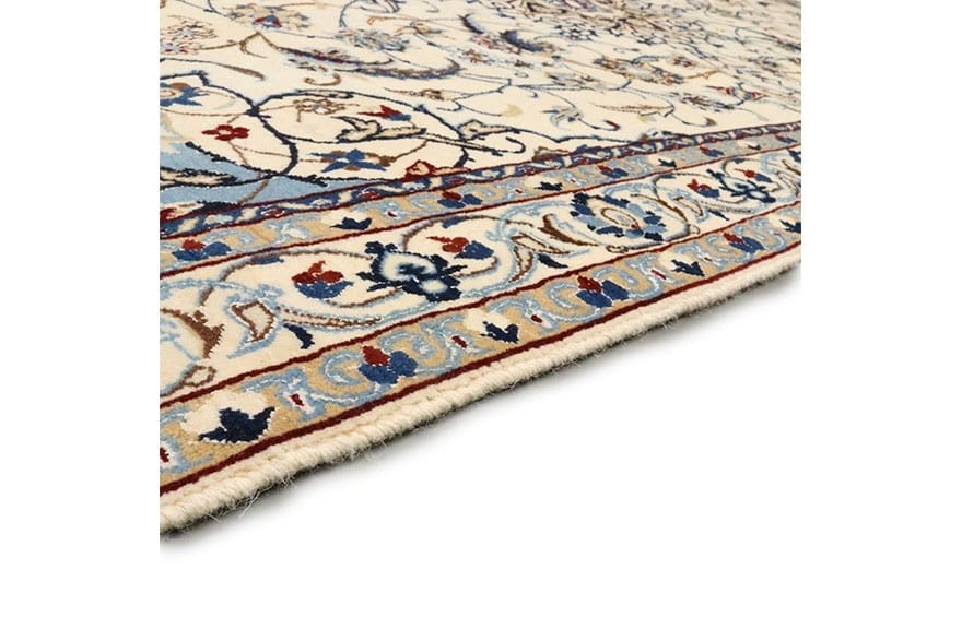 Hand-Knotted Wool & Silk Nain Persian Rug, 211 × 121 cm