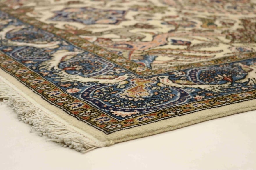 Qom Persian Rug — hand-knotted, 215 × 138 cm, Wool & Silk