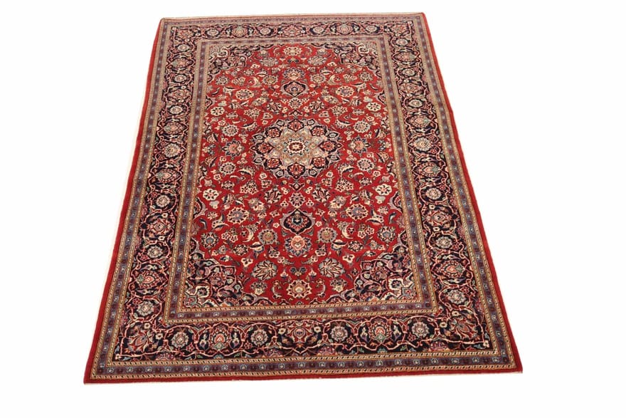 keshan-teppich-214x138-cm-handgeknupft-traditionelles-medaillon-4 Antique Kashan Persian Rug — 212 × 137 cm, Wool