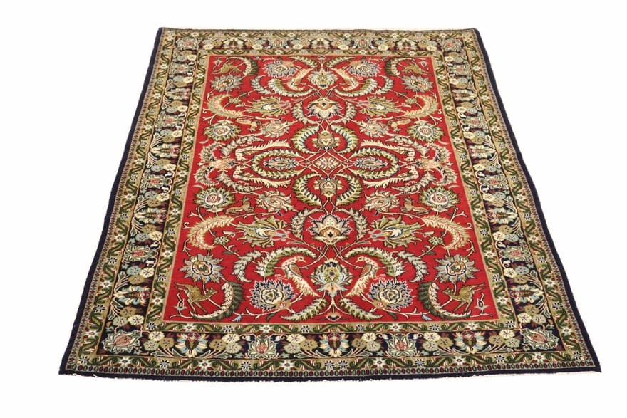 Hand-Knotted Wool & Silk Qom Persian Rug, 212 × 133 cm
