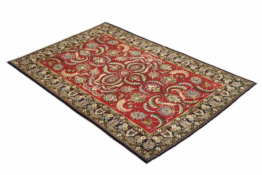Hand-Knotted Wool & Silk Qom Persian Rug, 212 × 133 cm
