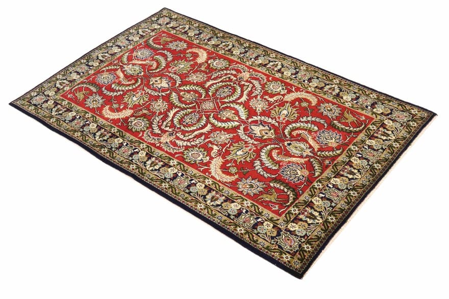 Hand-Knotted Wool & Silk Qom Persian Rug, 212 × 133 cm