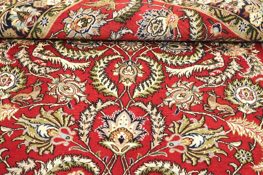 Hand-Knotted Wool & Silk Qom Persian Rug, 212 × 133 cm