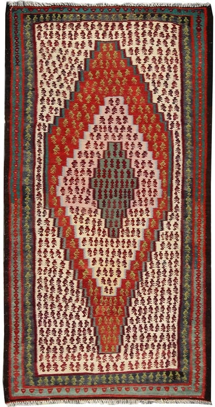 Hand-Woven Wool Kilim Persian Rug, 235 × 118 cm