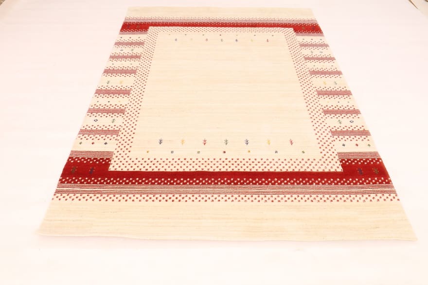 Hand-Knotted Wool Loribaft Indian Rug, 241 × 173 cm