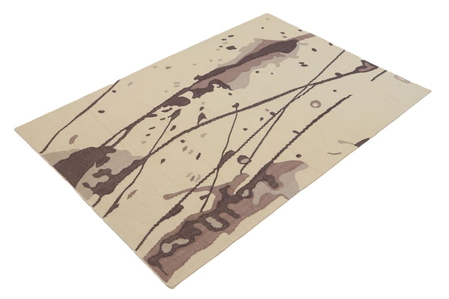 kilim-teppich-225x163-cm-handgewebt-modernes-design-eleganz-4 Hand-Woven Wool Kilim Indian Rug, 223 × 162 cm