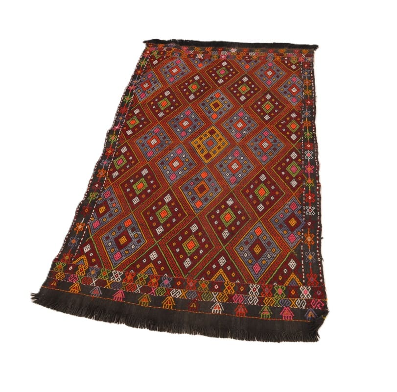 kelim-teppich-140x91-cm-handgewebt-modern-vielseitig-orientteppich-4 Antique Wool & Silk Kilim Persian Rug, 138 × 90 cm