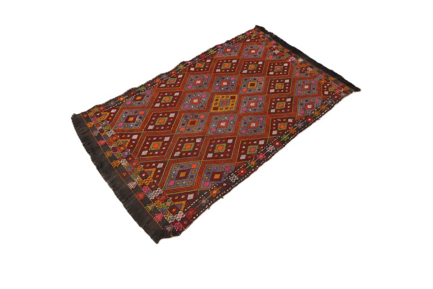 kelim-teppich-140x91-cm-handgewebt-modern-vielseitig-orientteppich-9 Antique Wool & Silk Kilim Persian Rug, 138 × 90 cm