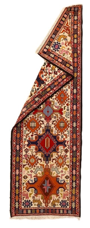 Kilim Persian Rug 266 × 88 cm, Wool & Silk, hand-woven