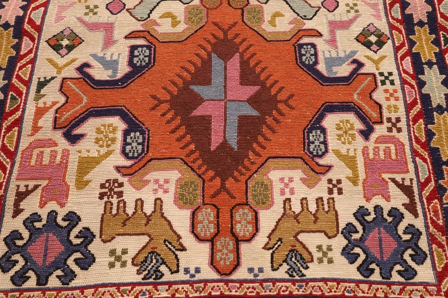 Kilim Persian Rug 266 × 88 cm, Wool & Silk, hand-woven