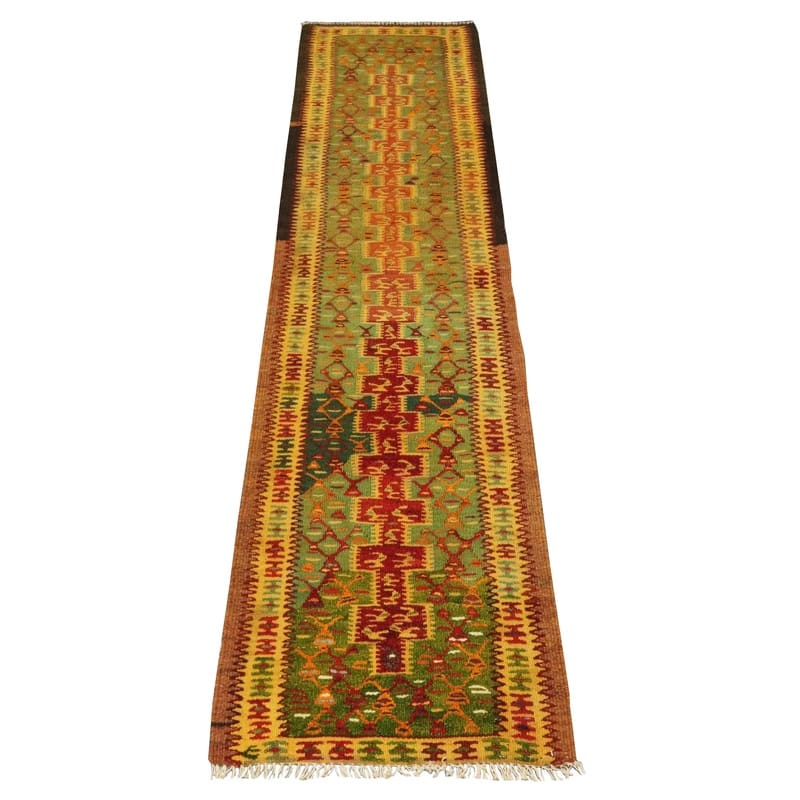 kelim-teppich-236x58-cm-hochwertig-handgewebt-orientteppich-2 Hand-Woven Wool Kilim Persian Rug, 234 × 57 cm