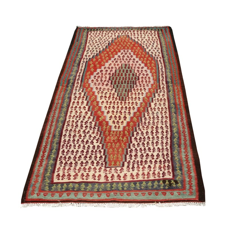 Hand-Woven Wool Kilim Persian Rug, 235 × 118 cm