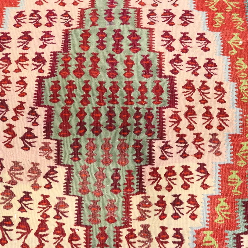 Hand-Woven Wool Kilim Persian Rug, 235 × 118 cm