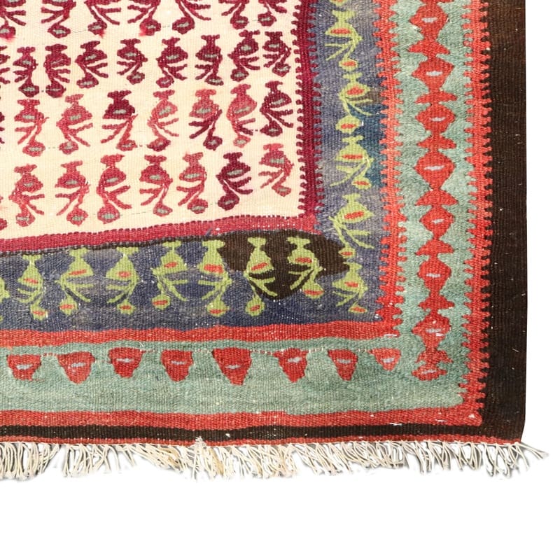 Hand-Woven Wool Kilim Persian Rug, 235 × 118 cm