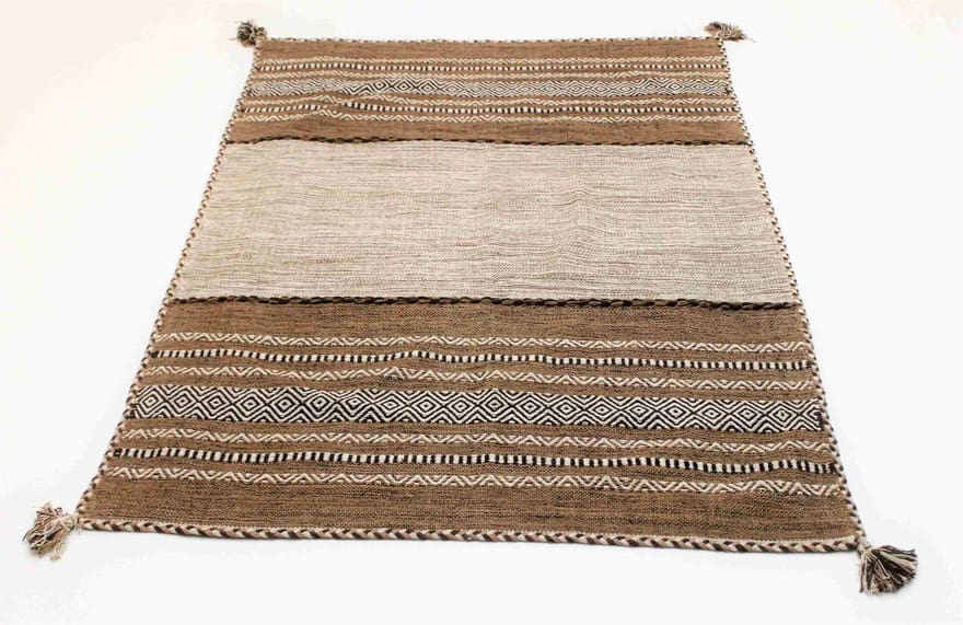 Hand-Woven Wool Kilim Indian Rug, 90 × 60 cm