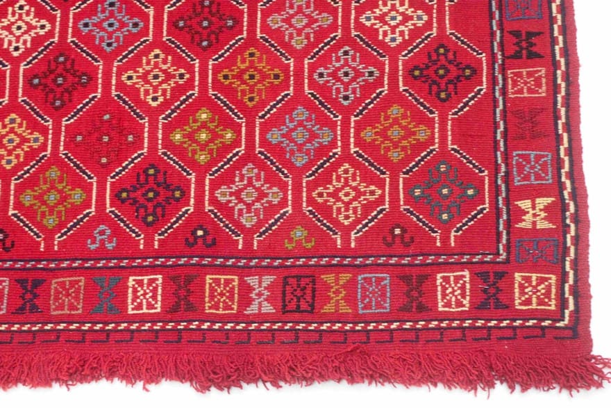Hand-Woven Wool Kilim Afghan Rug, 195 × 127 cm